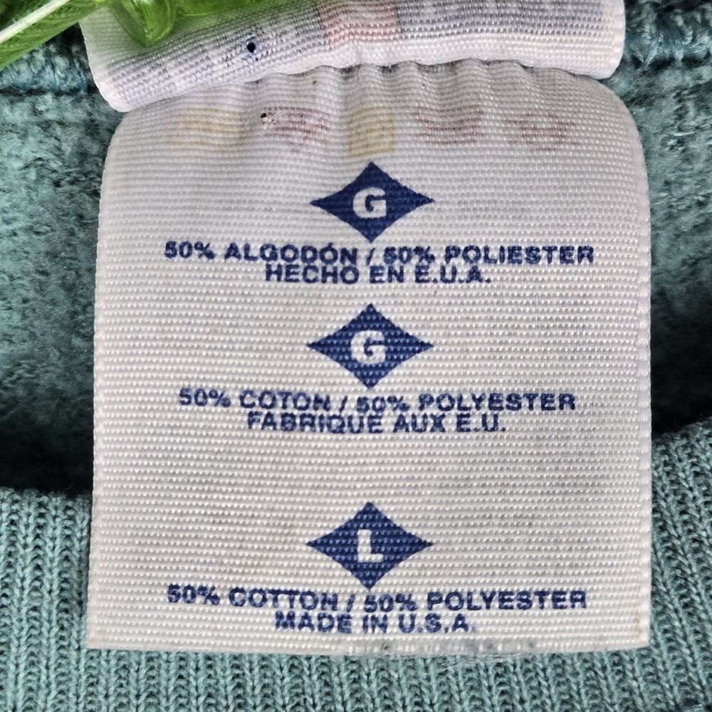 Vintage 1998 Jerzees Basket Flowers Sweatshirt L Green Grandmacore Cottagecore - Picture 5 of 5